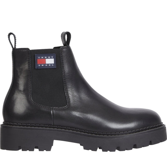Tommy Jeans mens Black heritage branding chelsea boot | Vilbury London