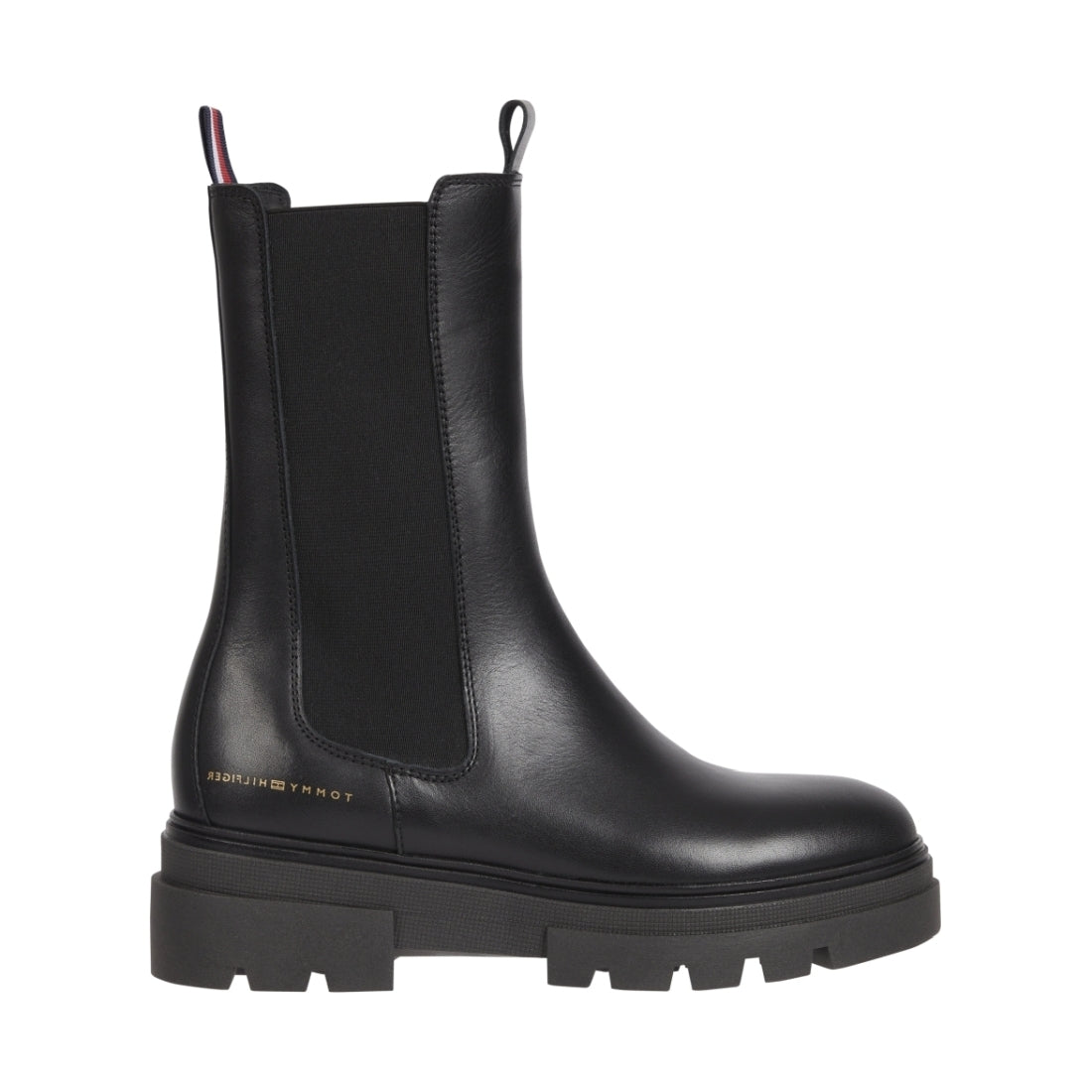 Tommy Hilfiger womens Black mono chelsea boot | Vilbury London