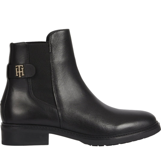 Tommy Hilfiger womens Black flat boot | Vilbury London