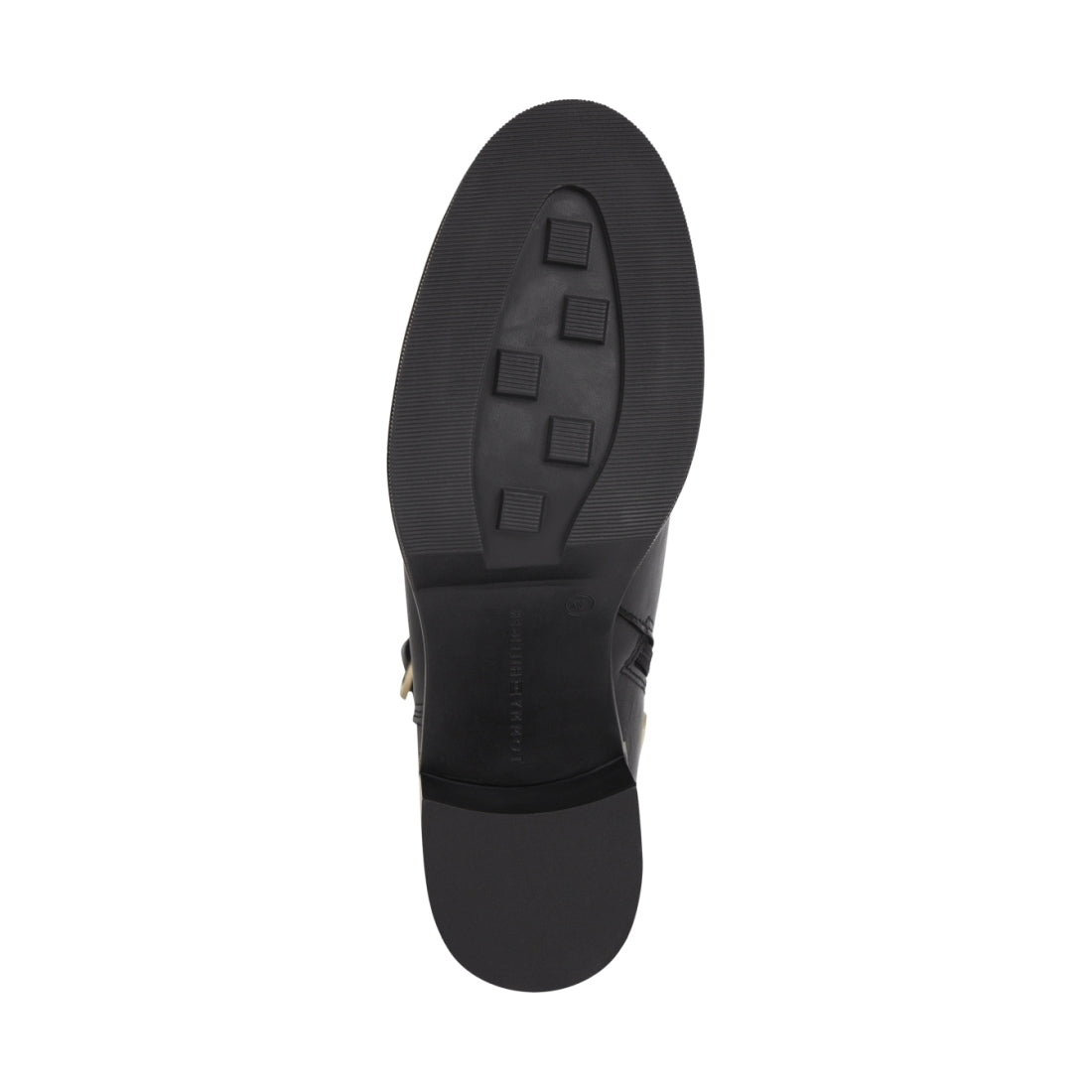 Tommy Hilfiger womens Black belt heeled boot | Vilbury London