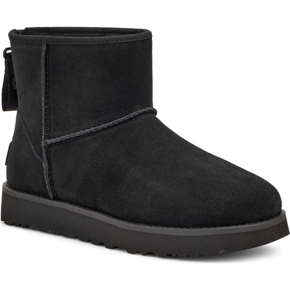 UGG womens Black classic mini logo zip booties | Vilbury London