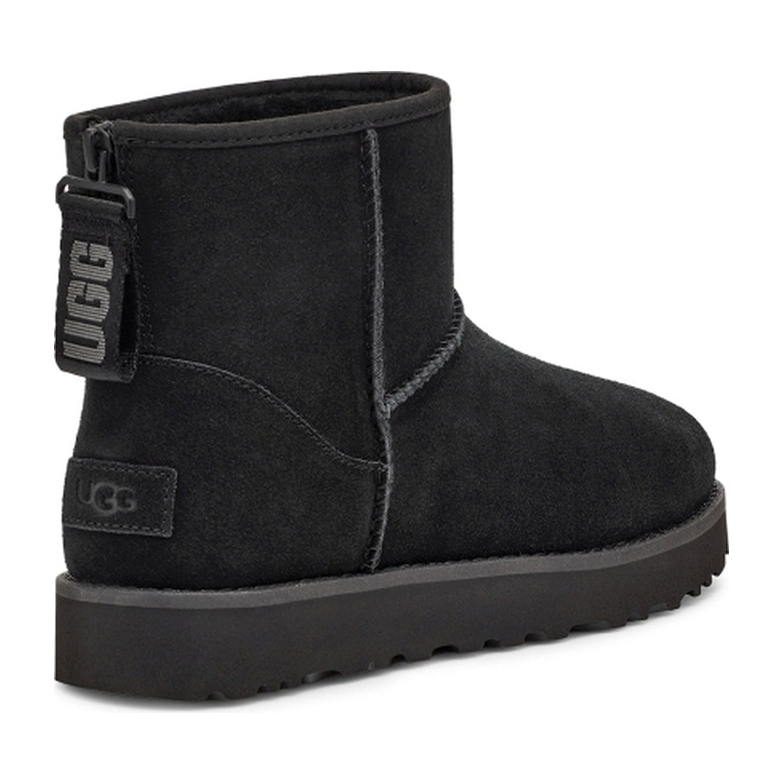 UGG womens Black classic mini logo zip booties | Vilbury London