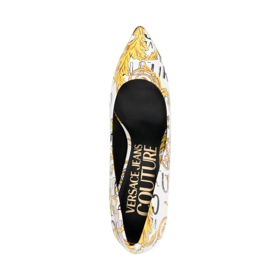 Versace Jeans Couture womens white, gold fondo scarlett shoes | Vilbury London