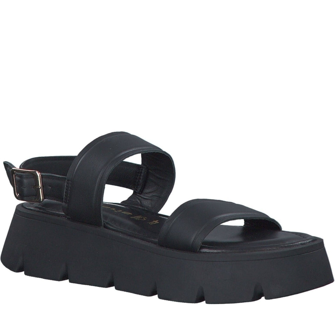 Tamaris womens black uni casual open sandals | Vilbury London