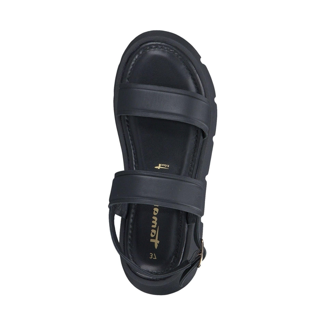 Tamaris womens black uni casual open sandals | Vilbury London