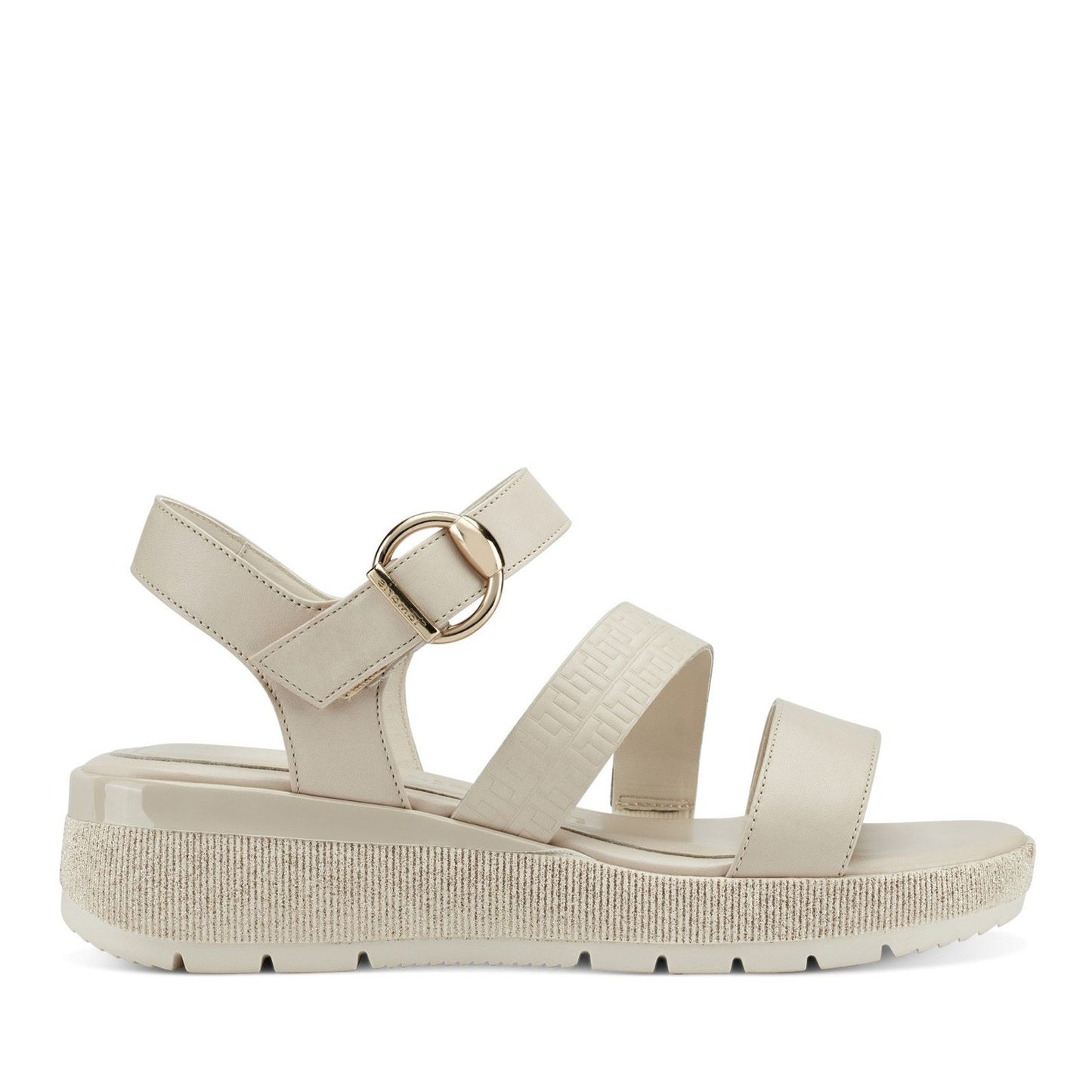 Women's Beige Wedge Open-Toe Sandals