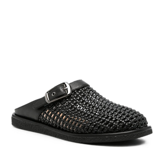 Women's Black Wedge Mule Slippers
