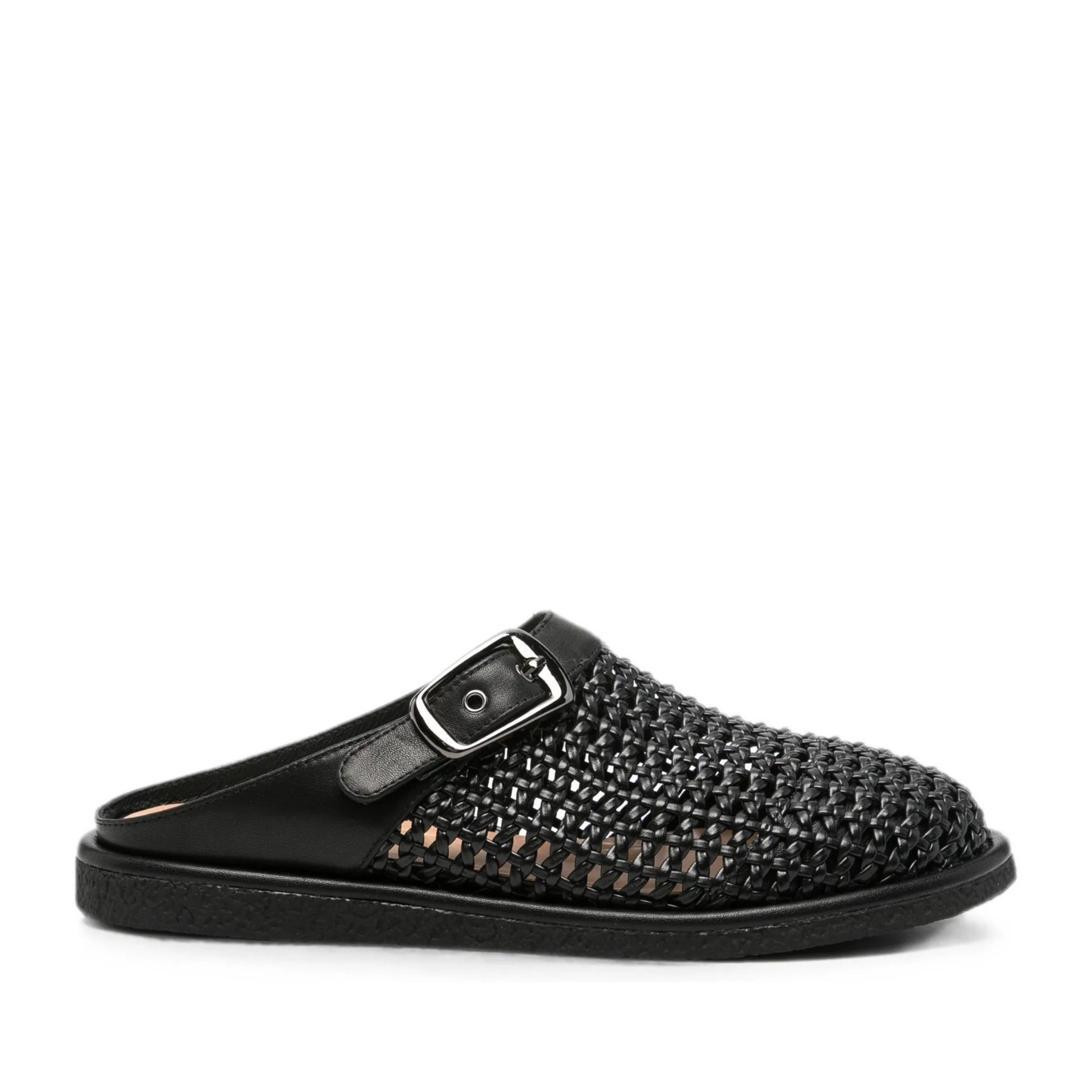 Women's Black Wedge Mule Slippers