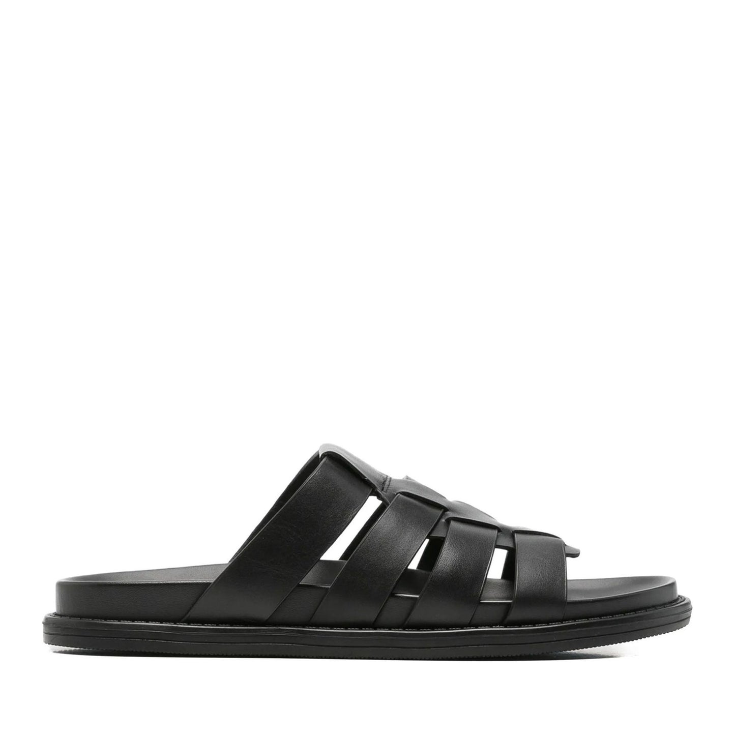 Men's Black Wedge Open-Toe Slippers