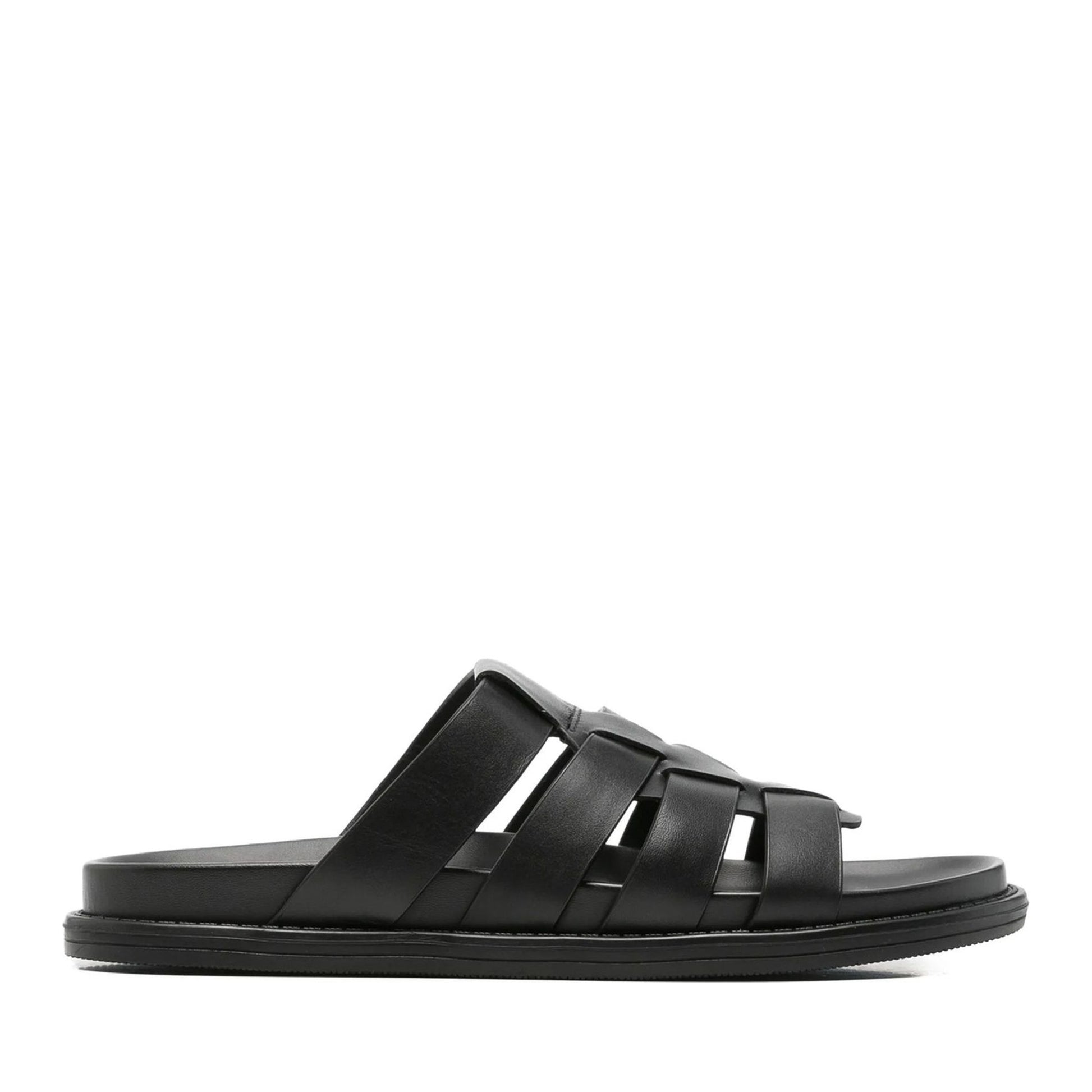 Men's Black Wedge Open-Toe Slippers