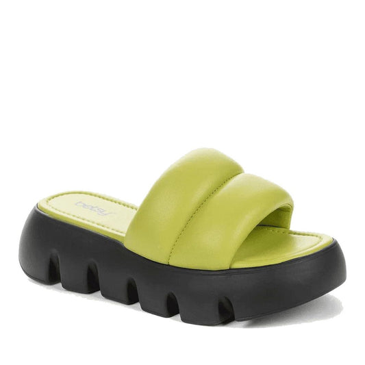 green casual open slippers