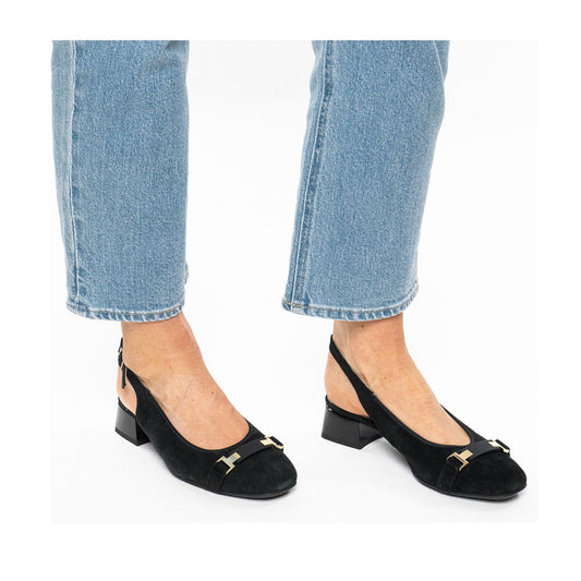 Graz Women's Black Dress Open-Toe Ballet Flats