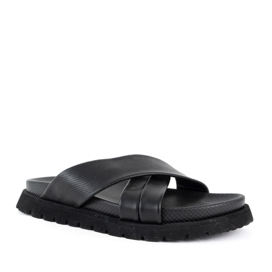 Men's Black Open-Toe Slippers