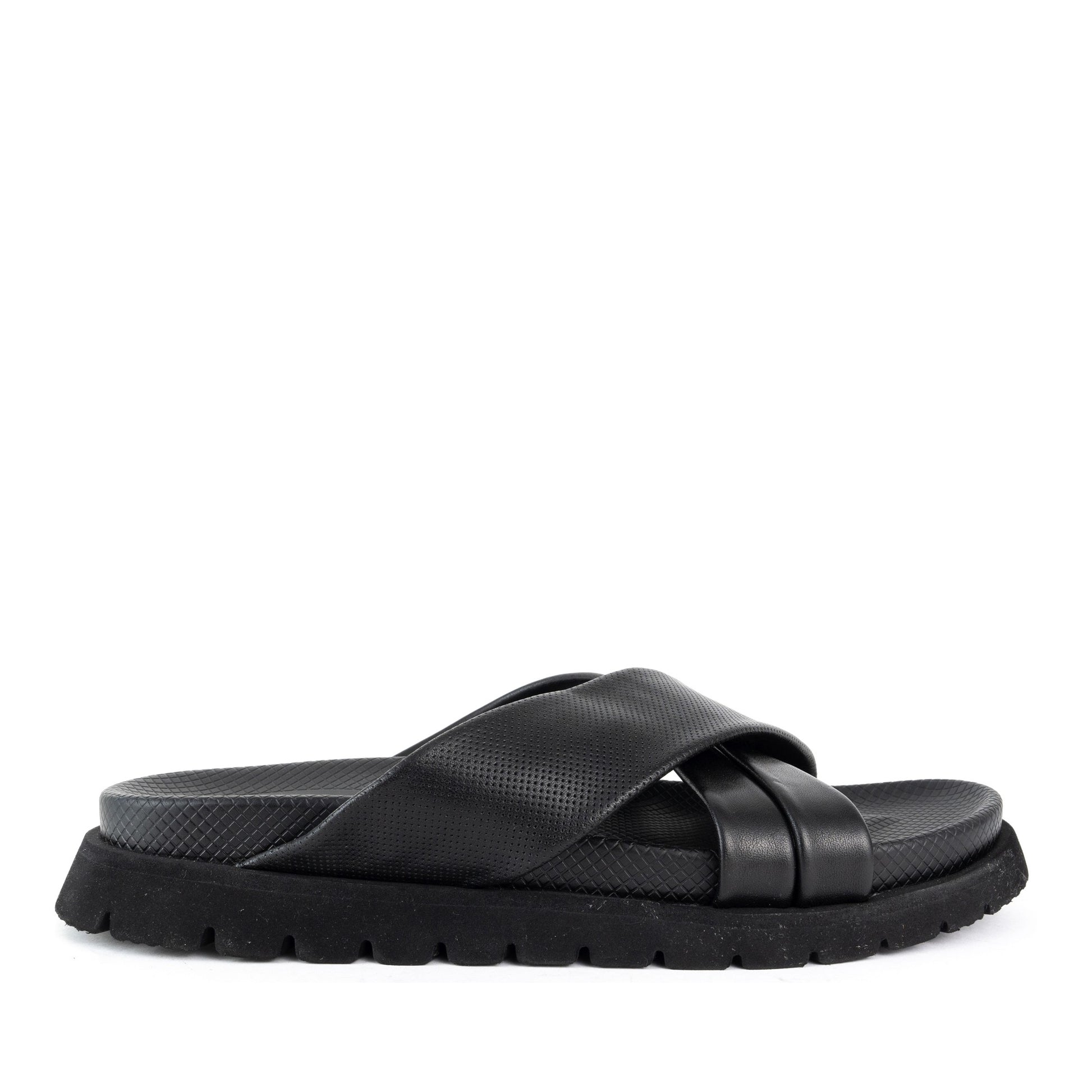 Men's Black Open-Toe Slippers