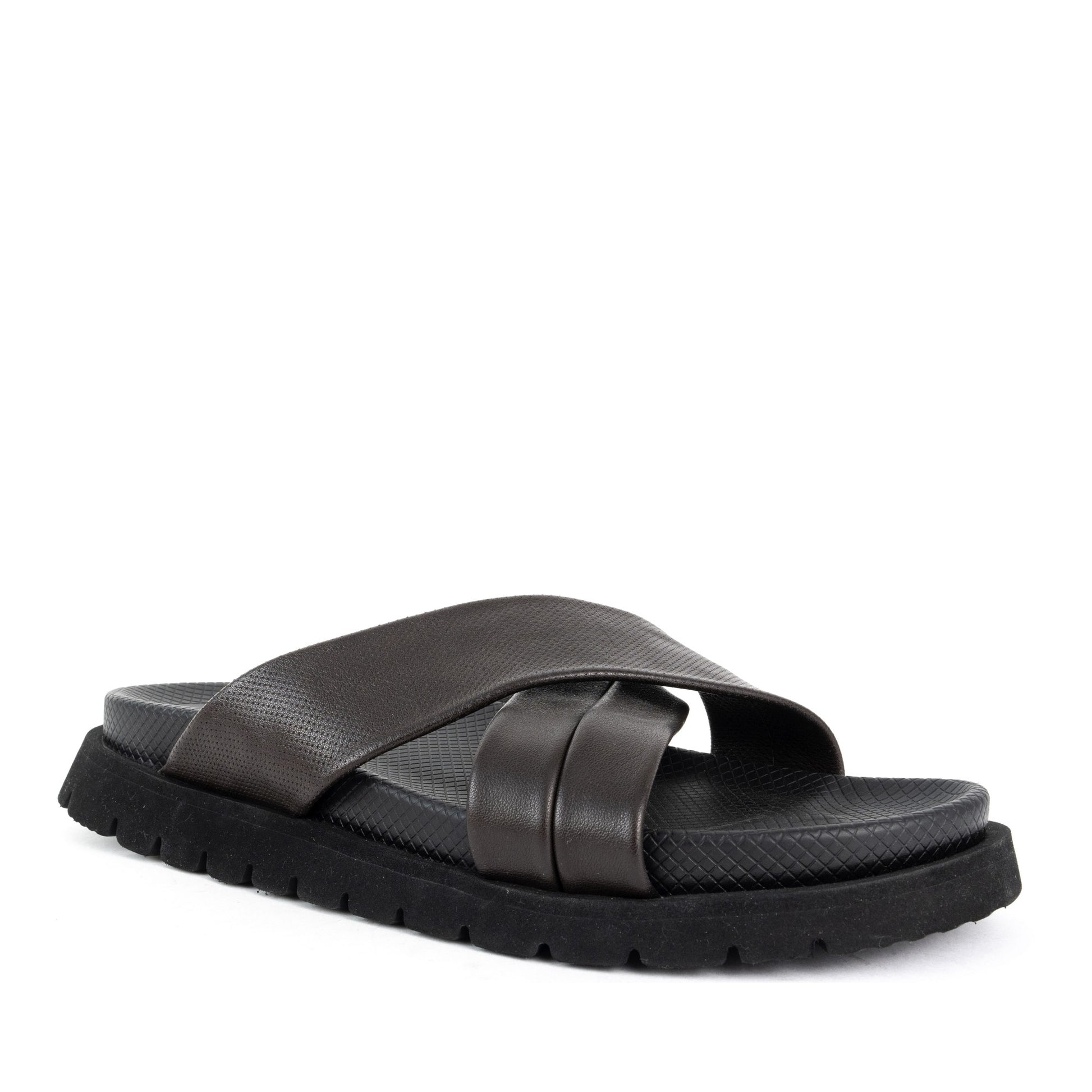 Men's Brown Open-Toe Slippers
