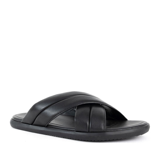 Men's Black Open-Toe Slippers