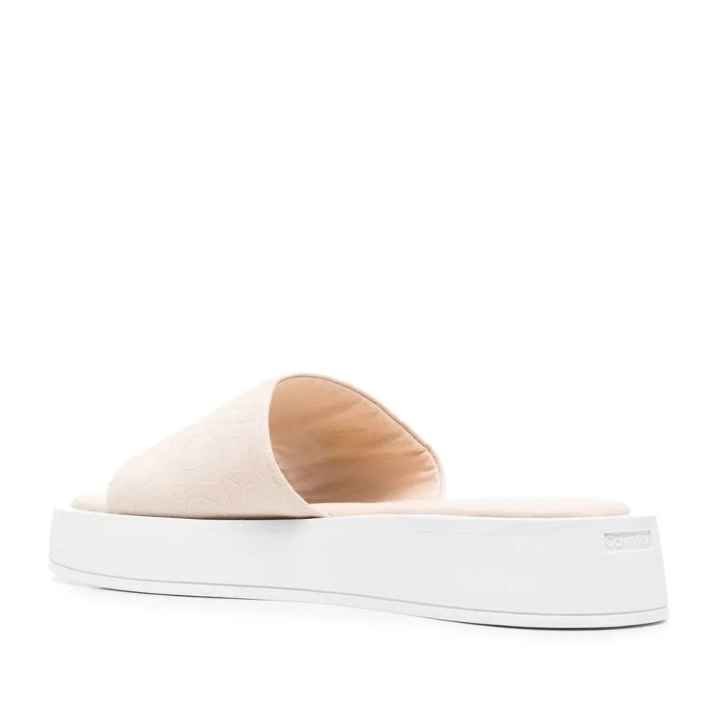 Women's White Flatform Open-Toe Slippers