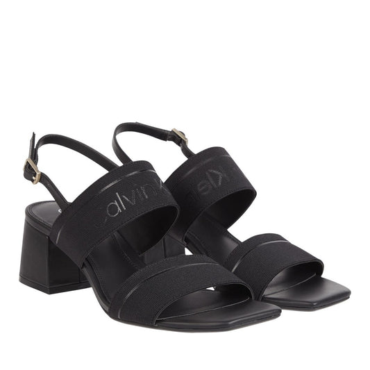Women's Black Squared Open-Toe Sandals