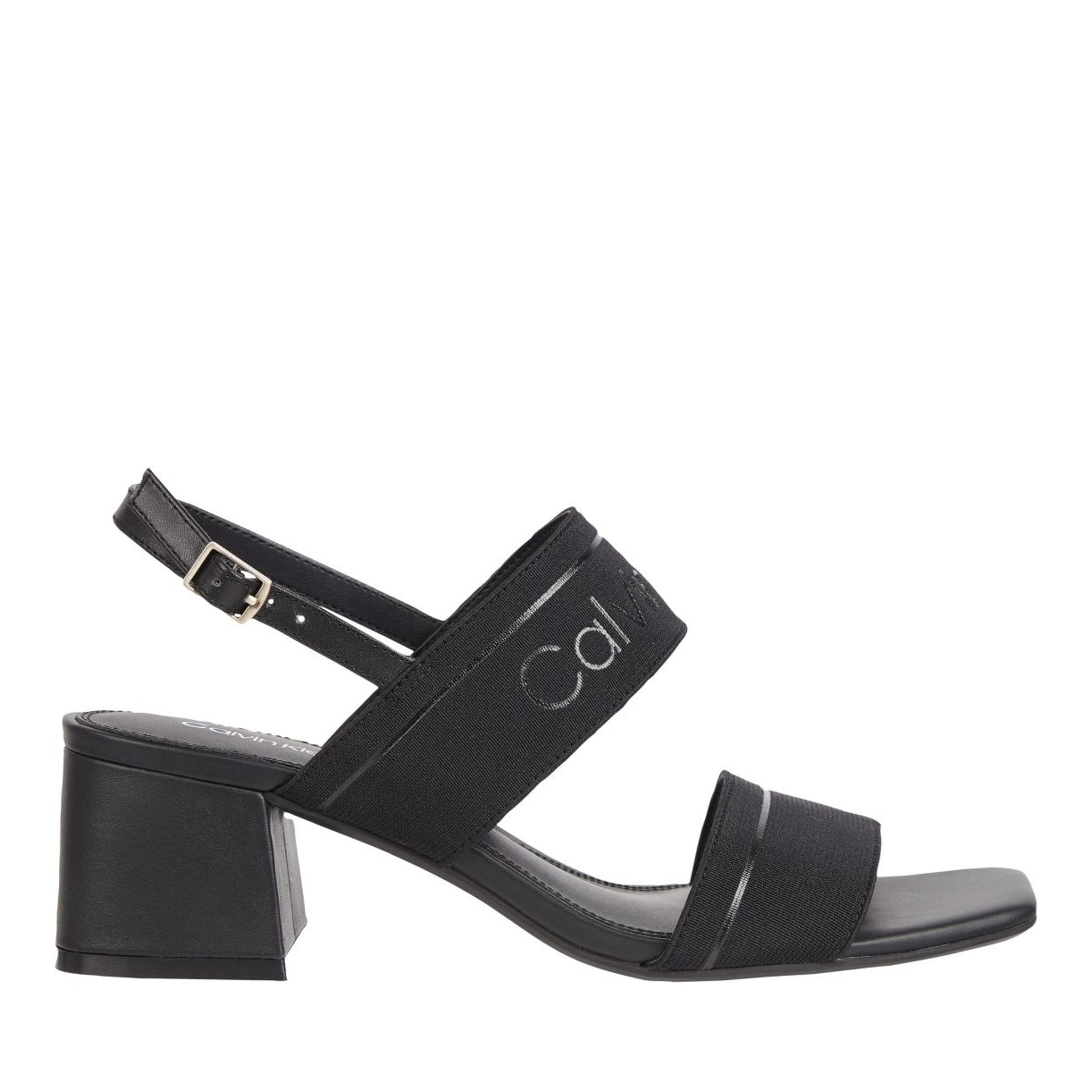 Women's Black Squared Open-Toe Sandals
