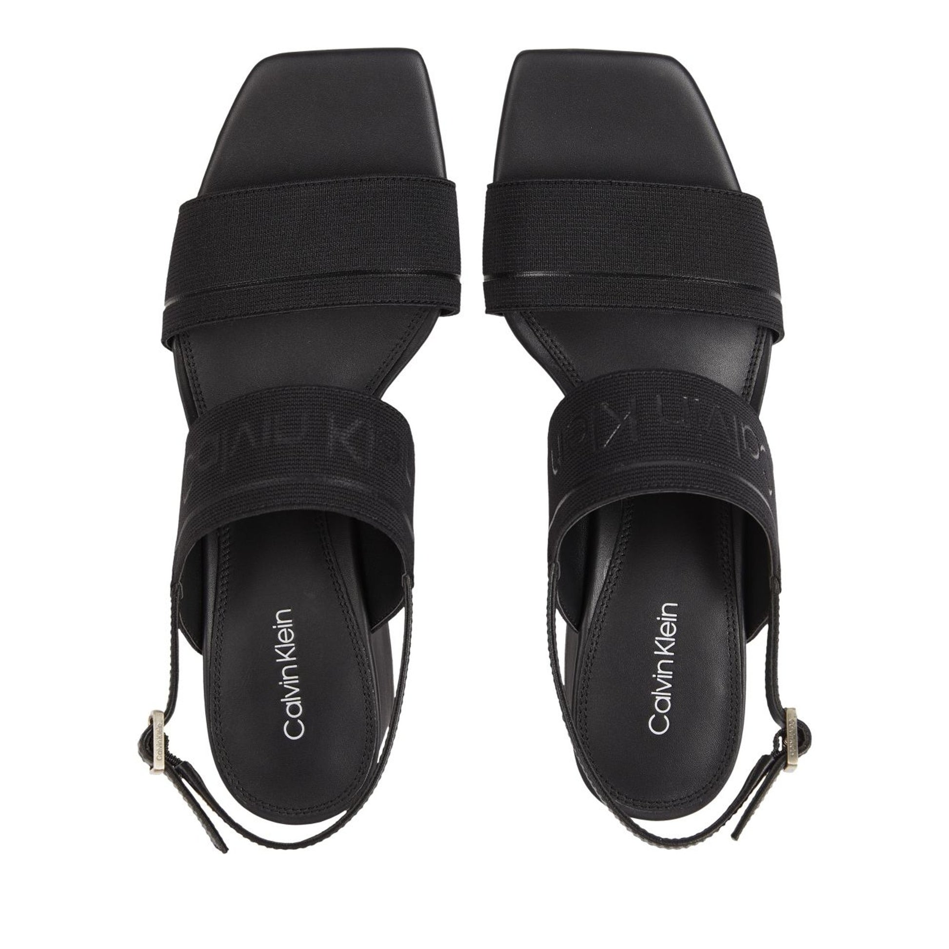 Women's Black Squared Open-Toe Sandals
