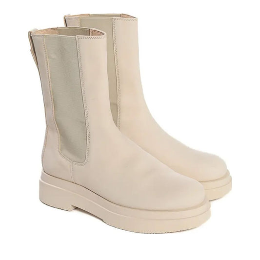 Women's Beige Wedge Ankle Boots