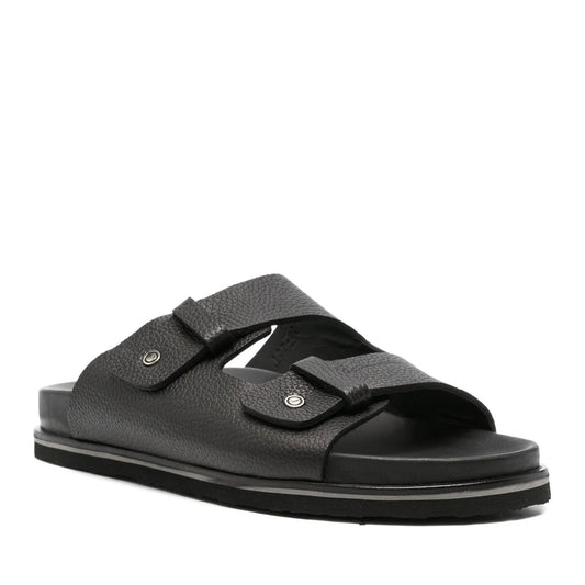 Men's Black Open-Toe Slippers