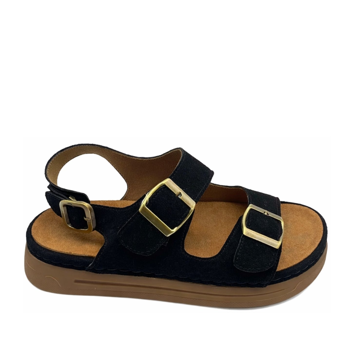 Women's Black Wedge Open-Toe Sandals