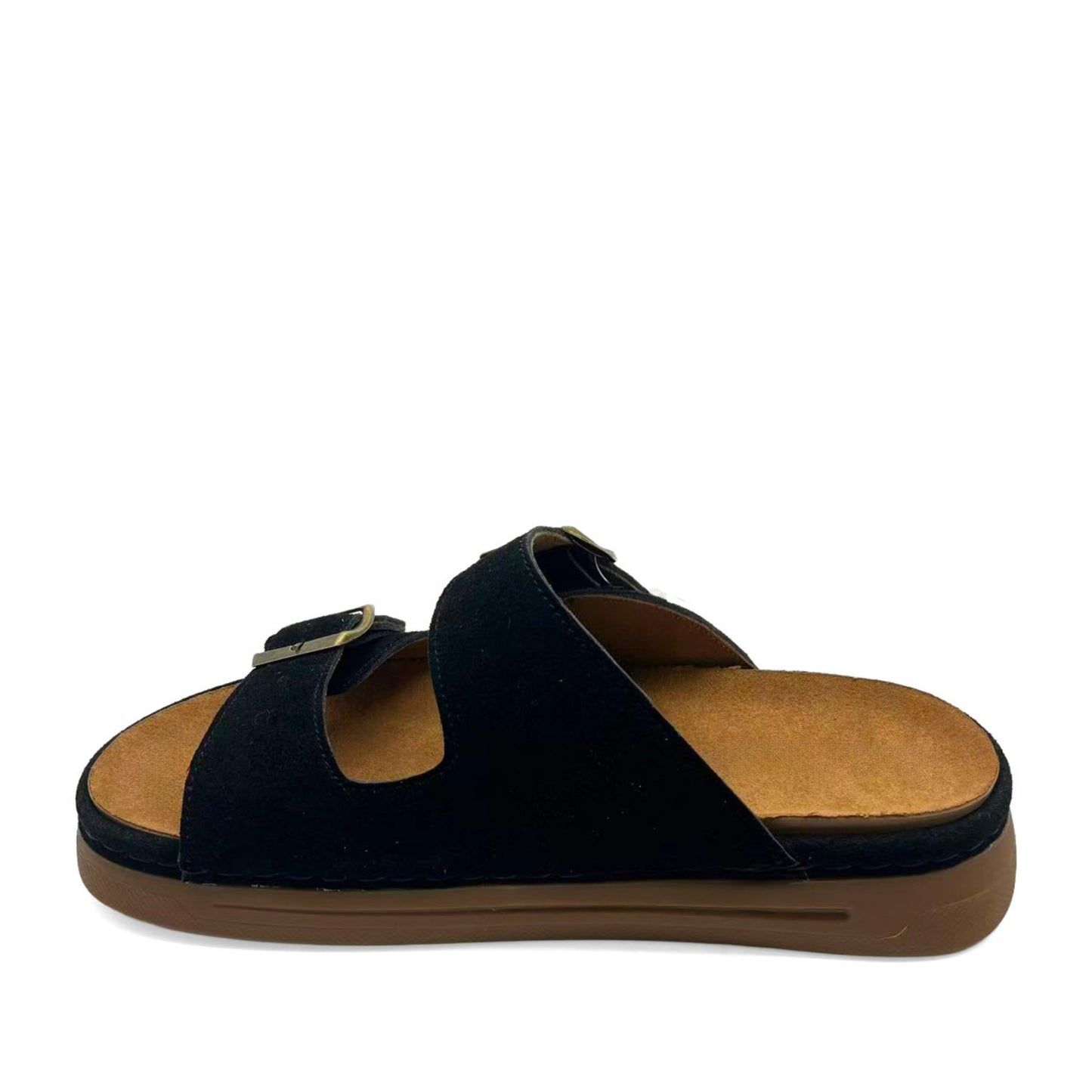 Women's Black Wedge Open-Toe Slippers