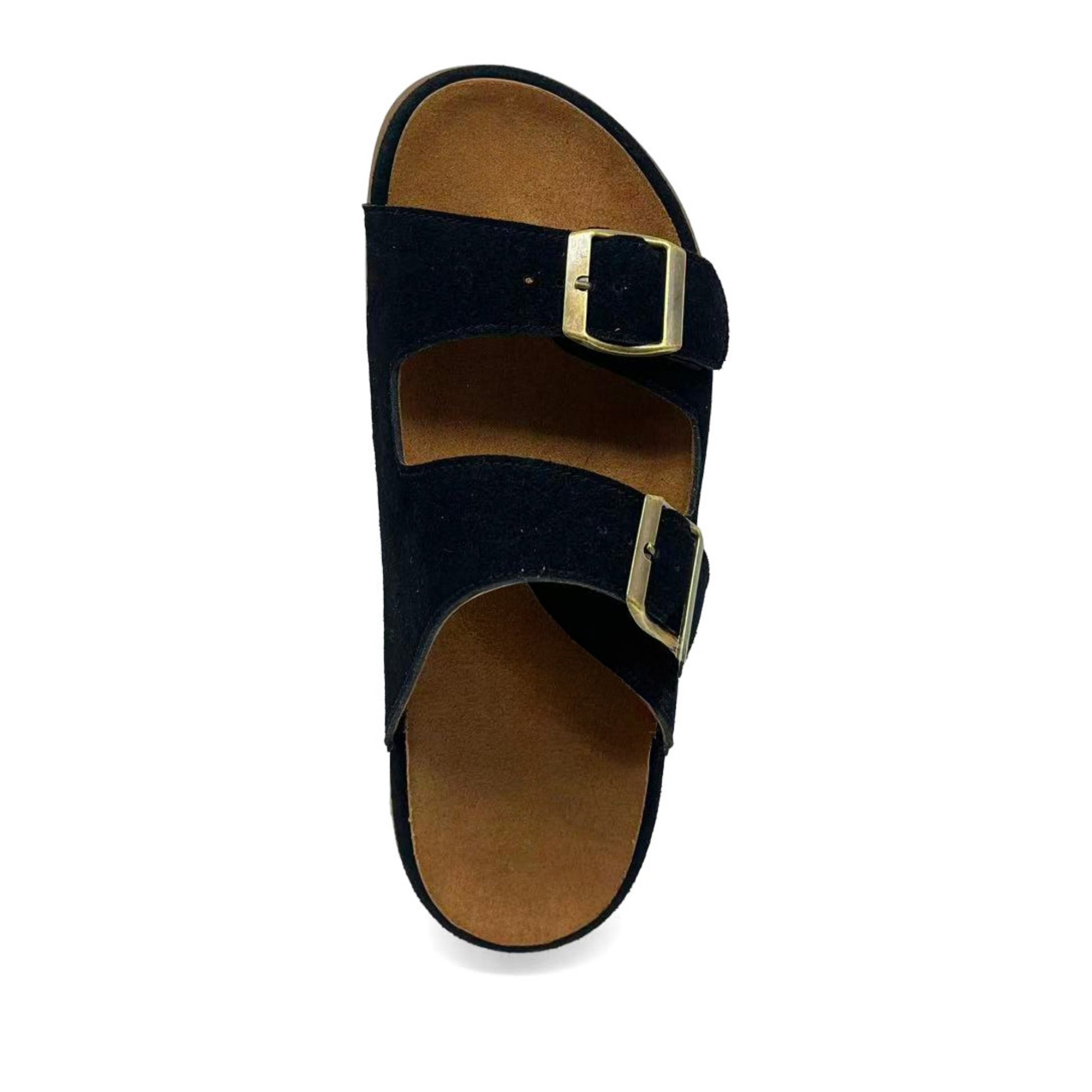 Women's Black Wedge Open-Toe Slippers