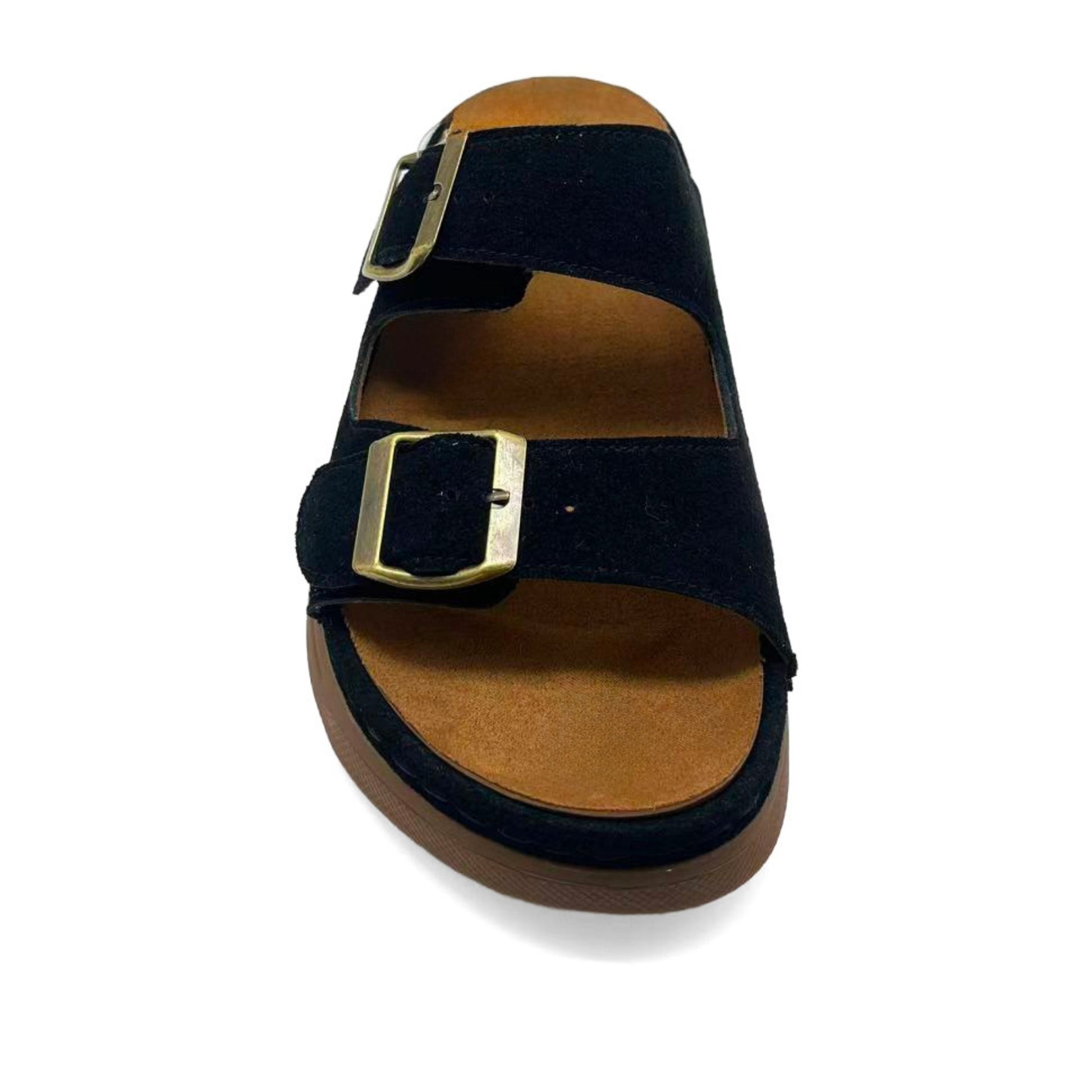 Women's Black Wedge Open-Toe Slippers