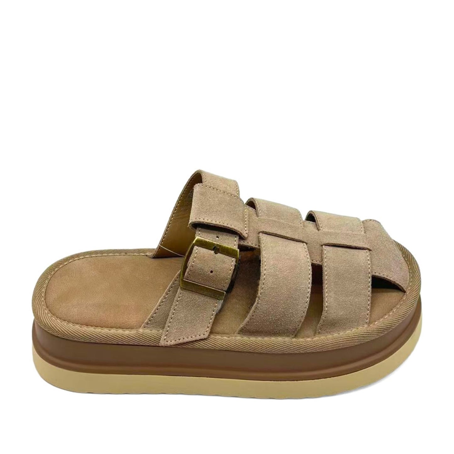Women's Beige Wedge Slippers