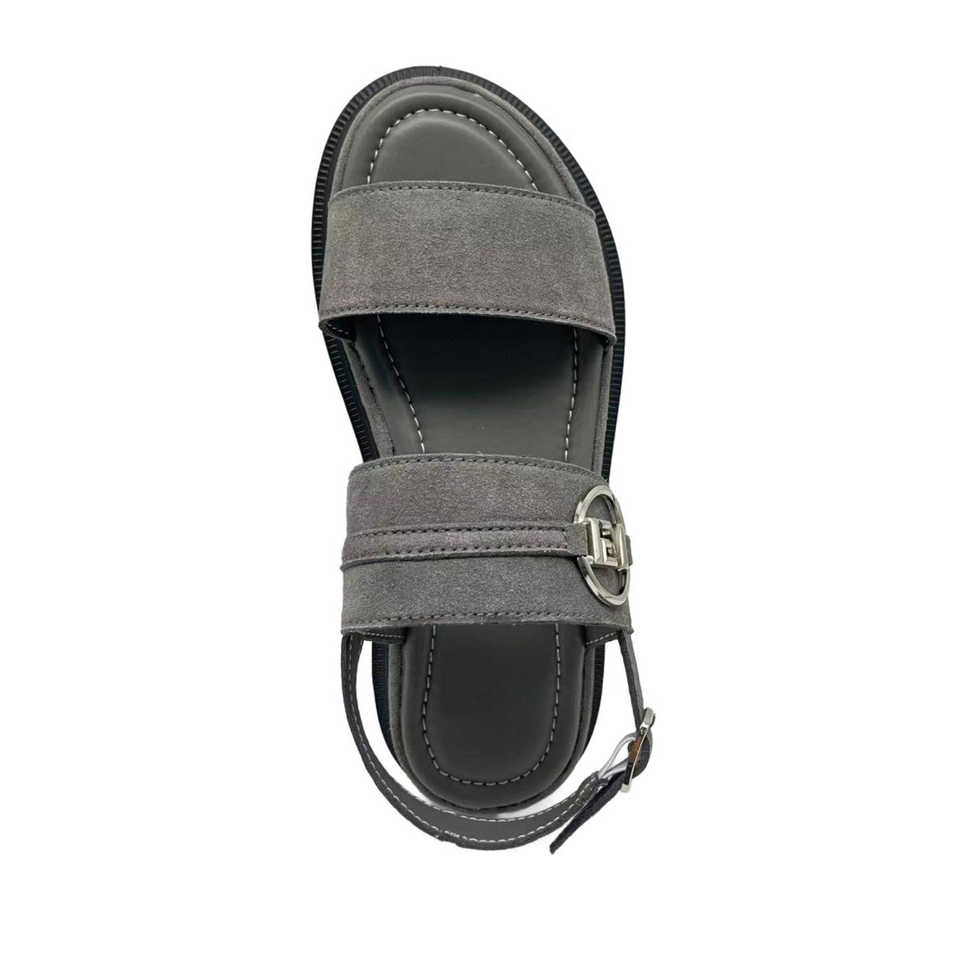 Women's Gray Wedge Open-Toe Sandals