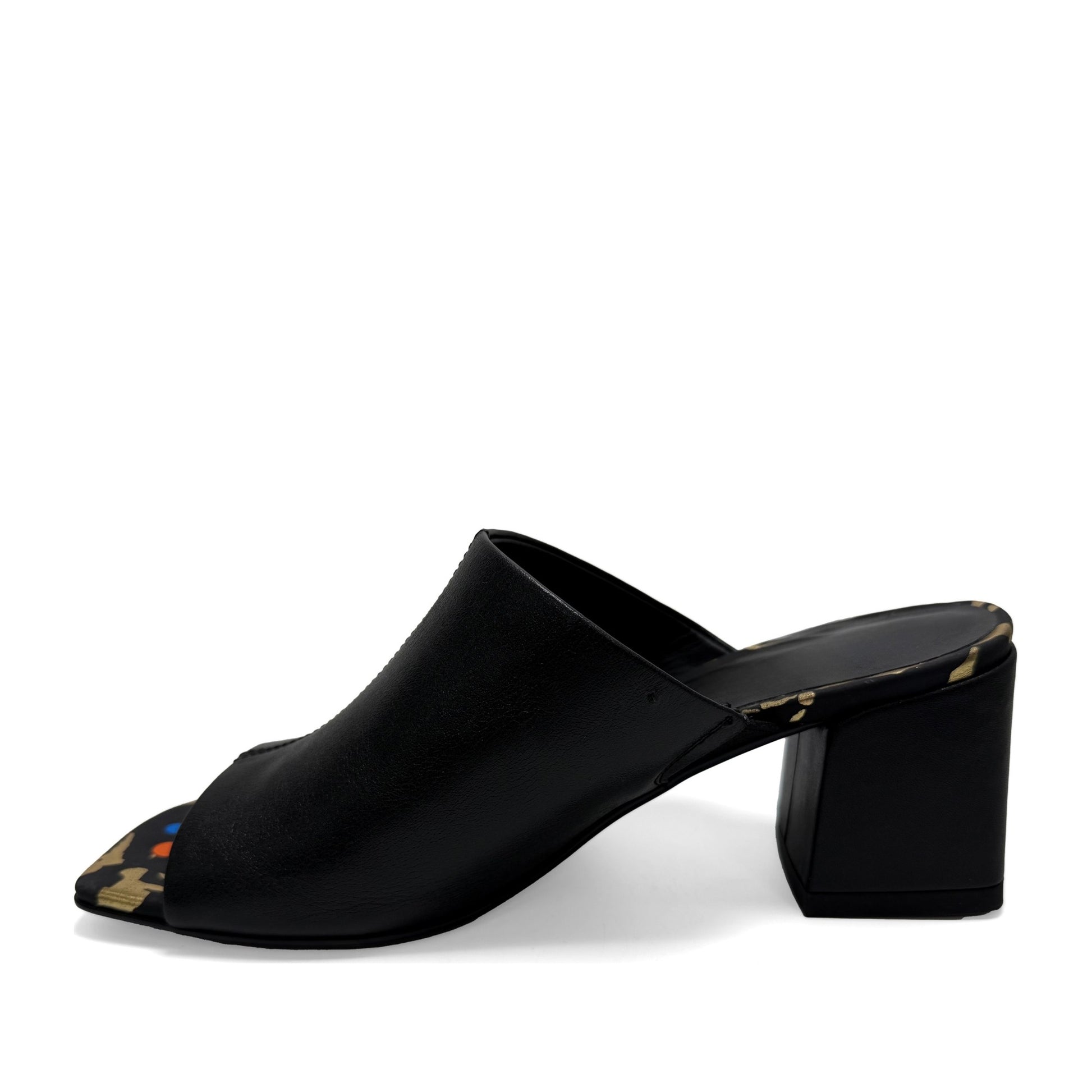 Women's Black Open-Toe Slippers