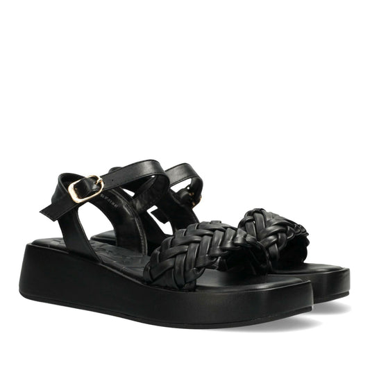Lily Women's Black Wedge Open-Toe Sandals