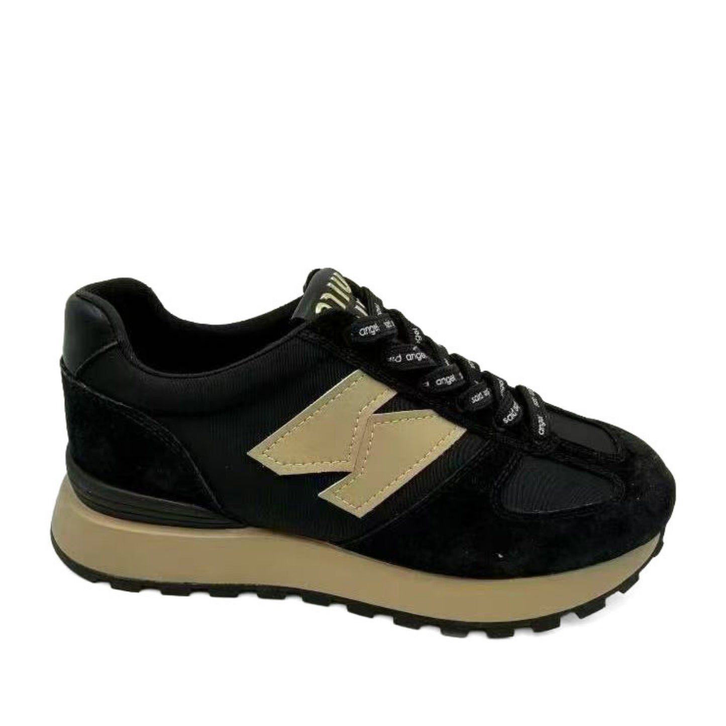 Women's Black Wedge Fashion Sneakers