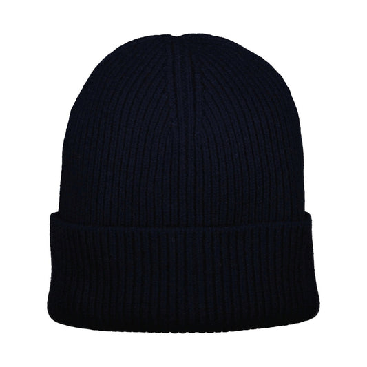 wool ribbed beanie evening blue