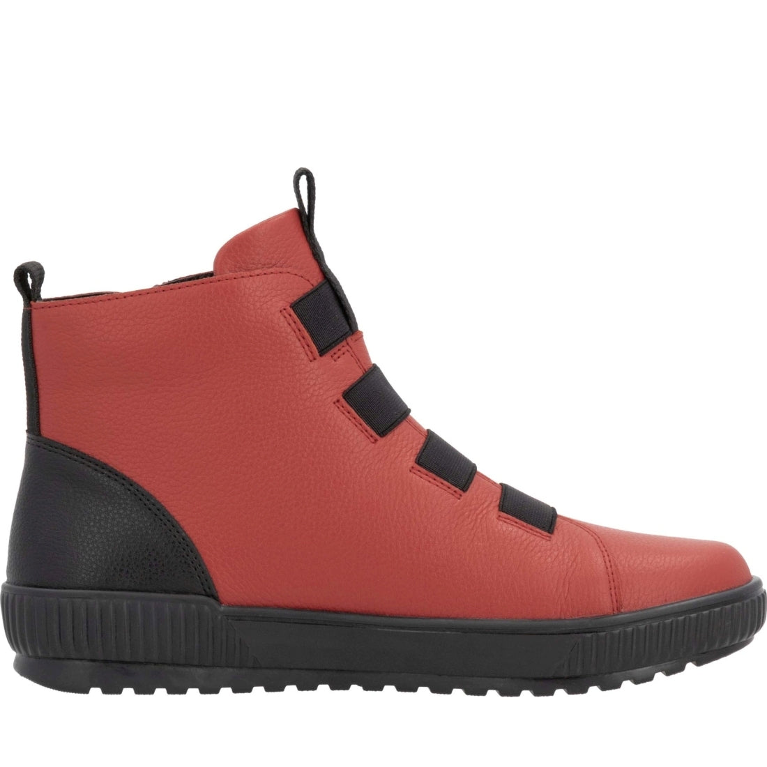 red combination casual closed ladies mid height boots