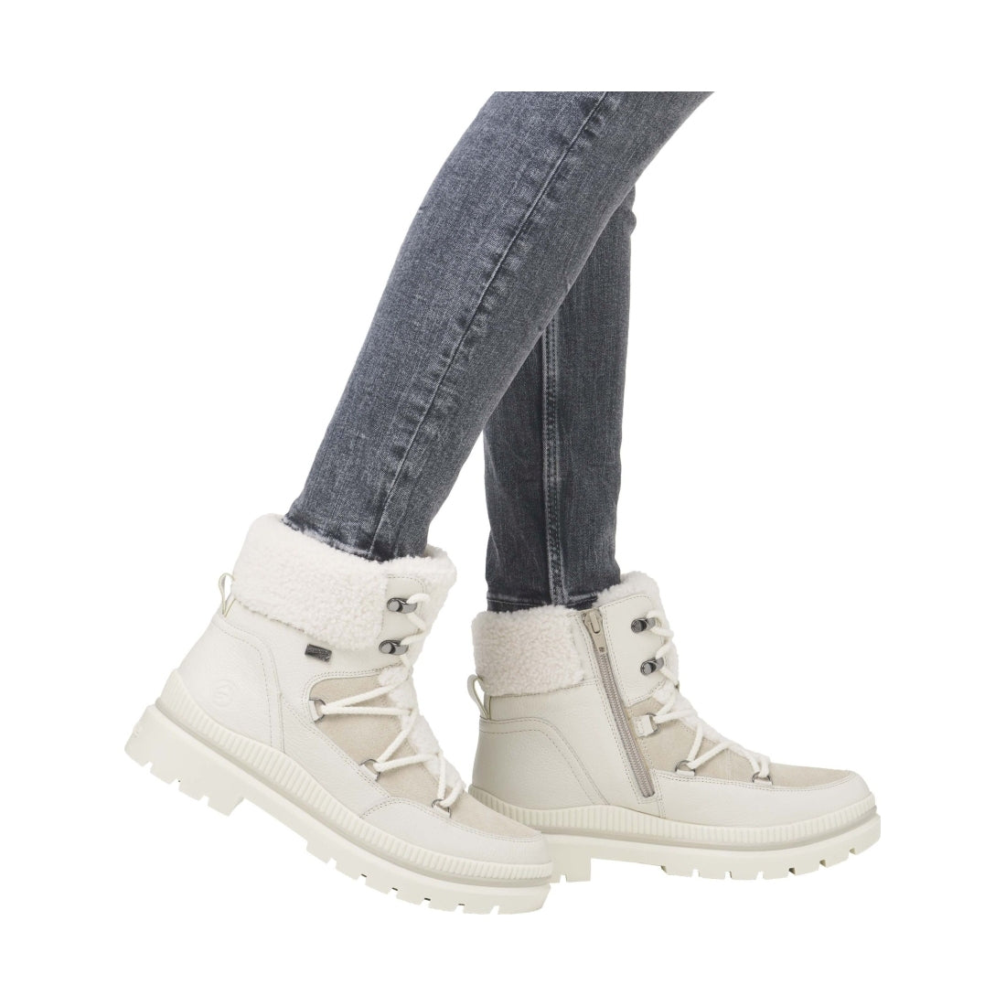 white combination casual closed ladies mid height boots