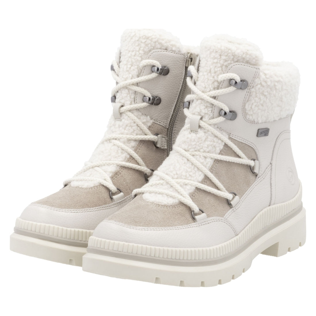 white combination casual closed ladies mid height boots