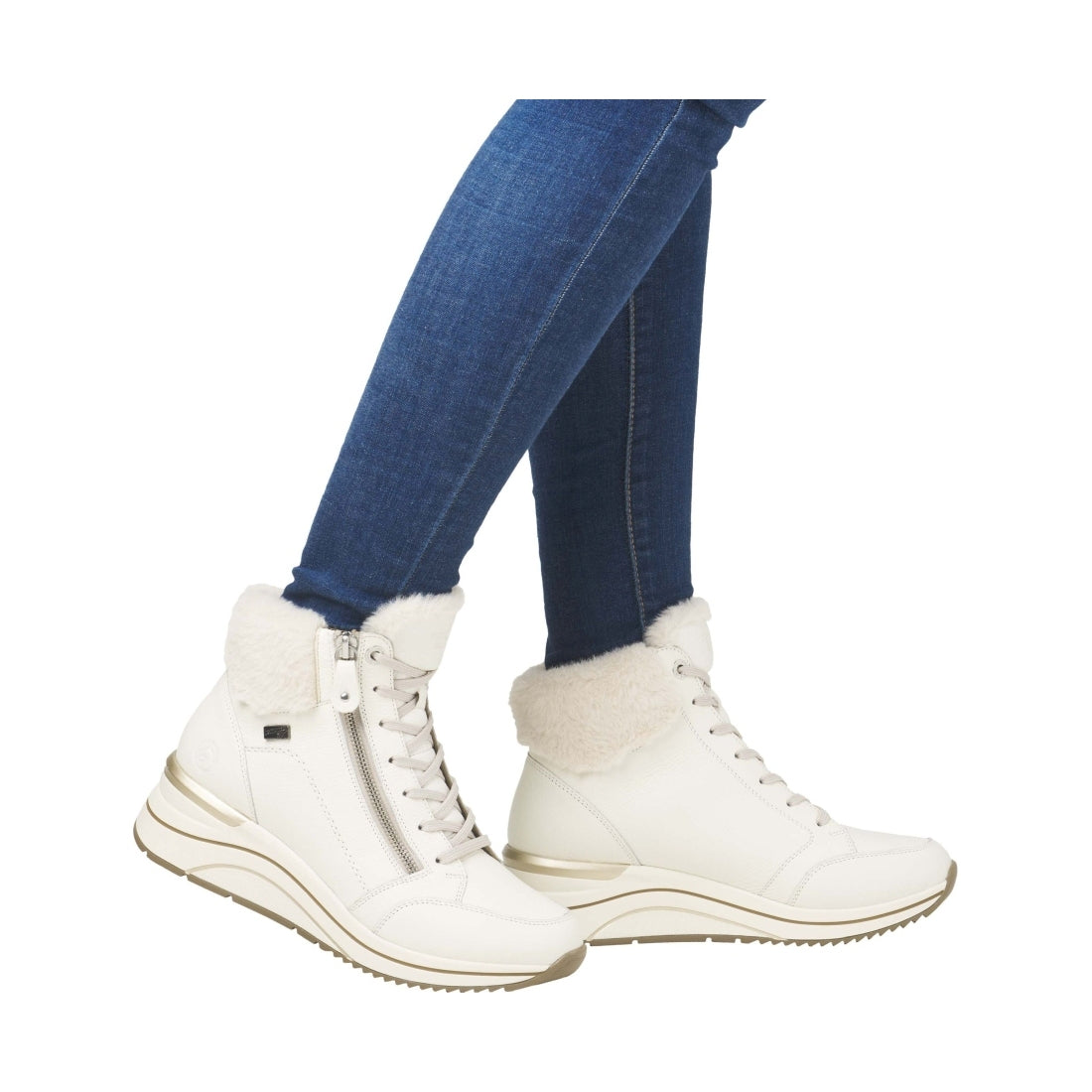 white casual closed ladies mid height boots