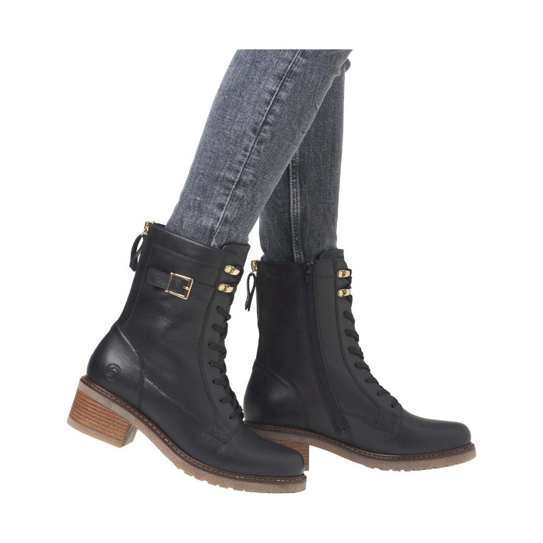 black casual closed ladies mid height boots