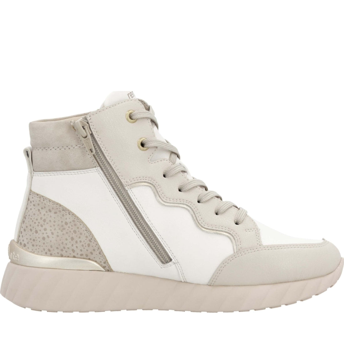 beige combination casual closed ladies mid height boots