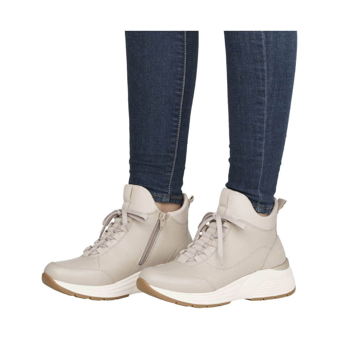 beige casual closed ladies mid height boots