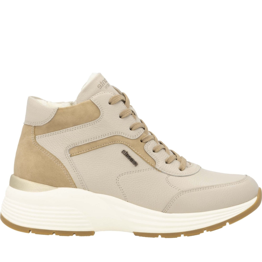 beige combination casual closed ladies short boots