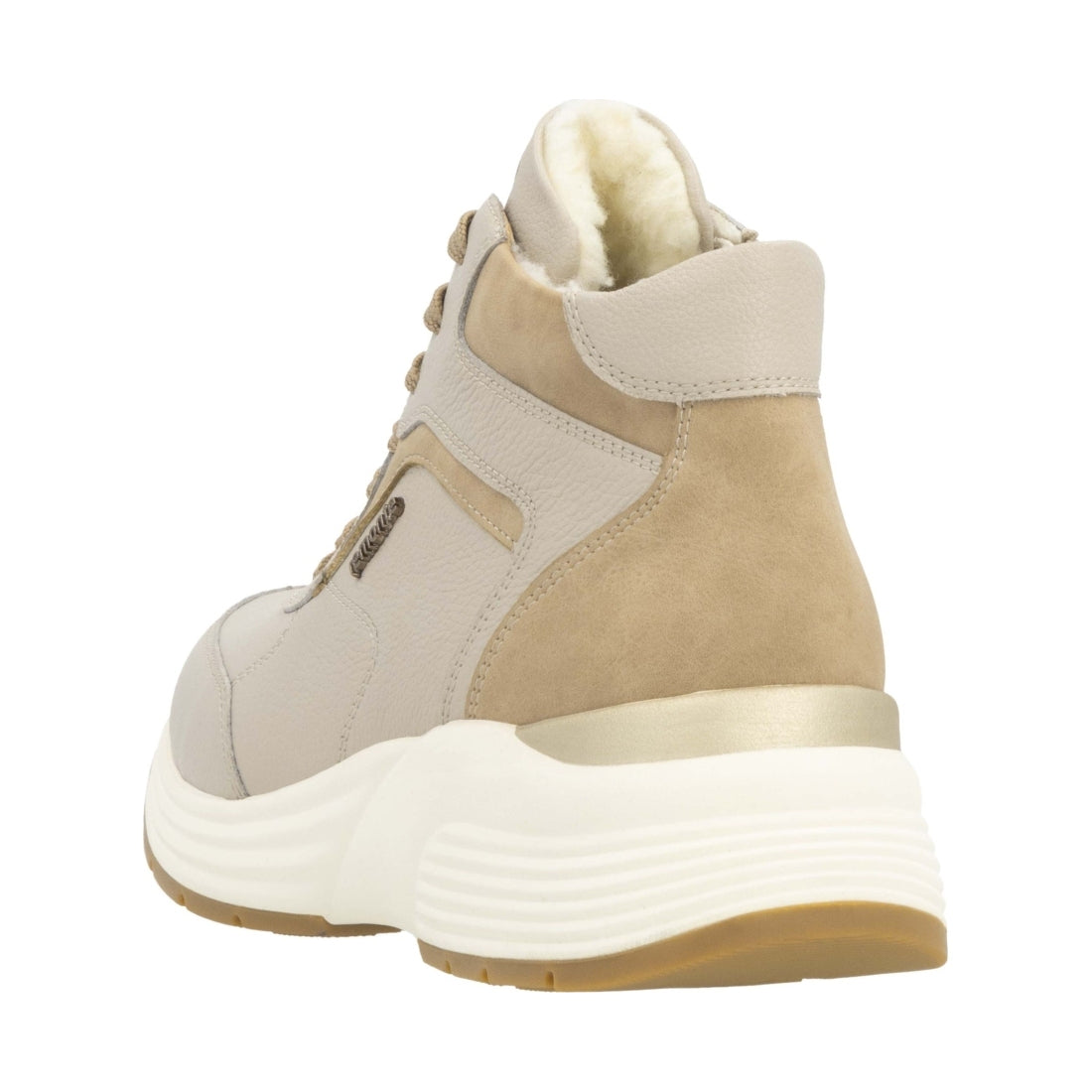 beige combination casual closed ladies short boots