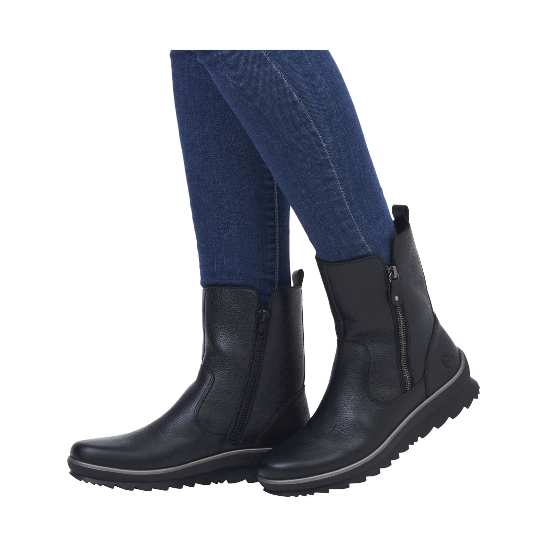 black casual closed ladies mid height boots