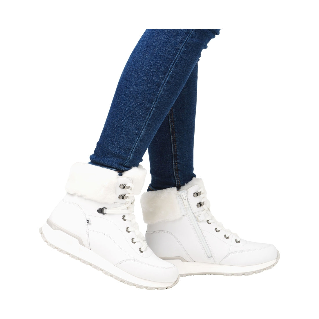 white casual closed ladies mid height boots