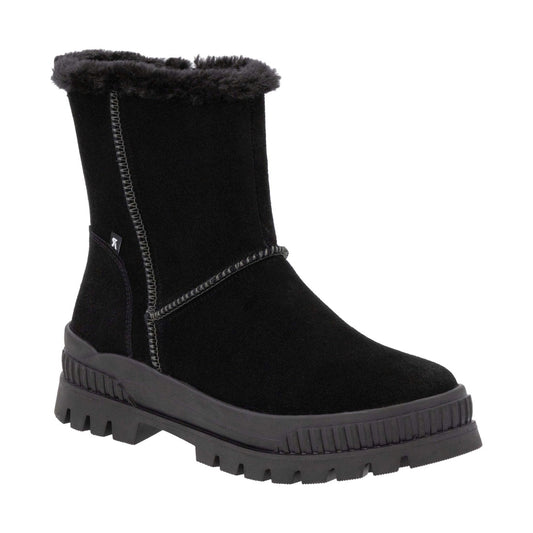 black casual closed ladies mid height boots