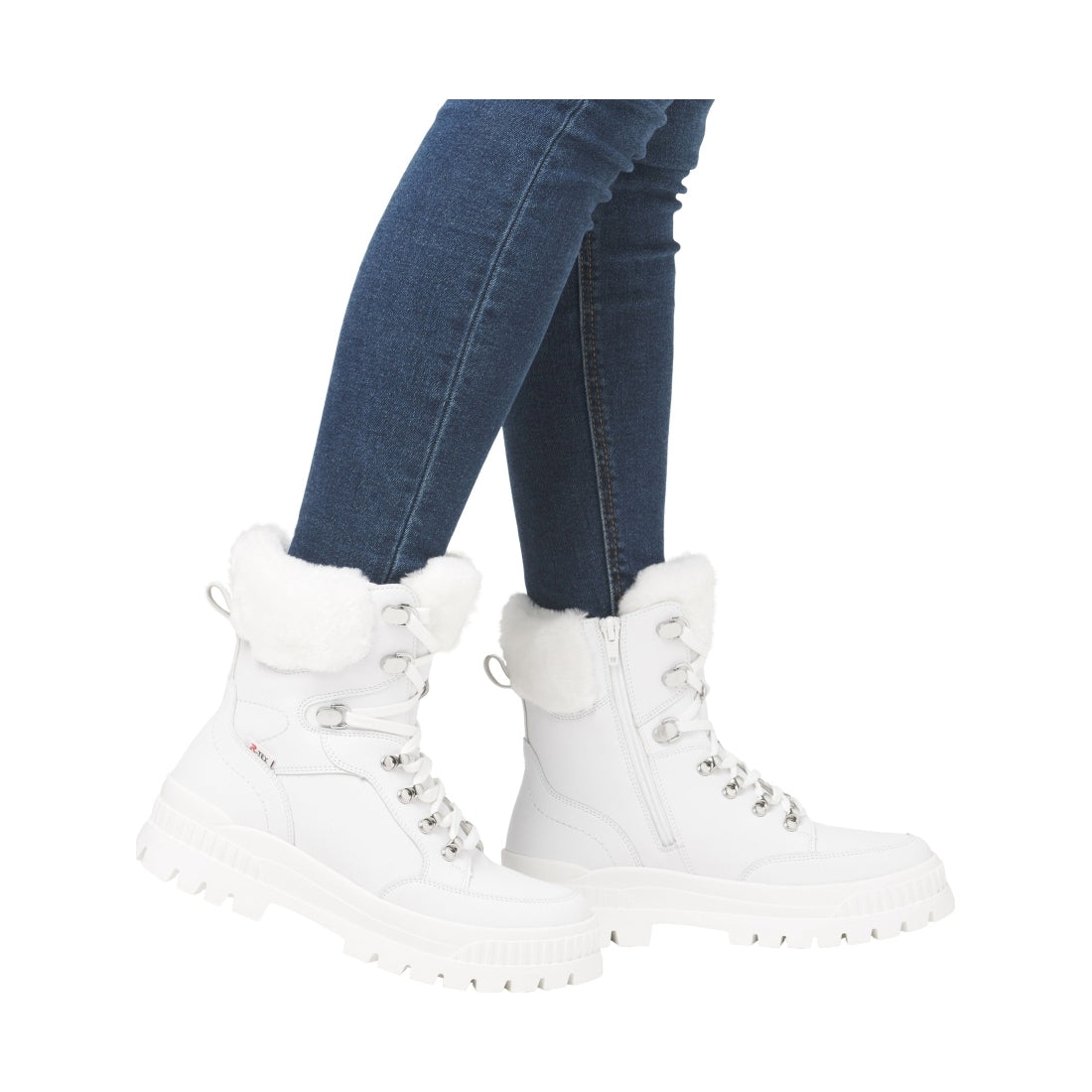 white casual closed ladies mid height boots