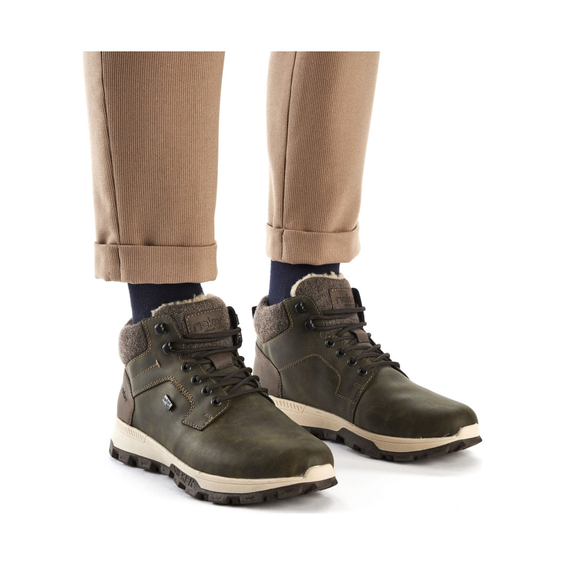 green casual closed men's boots